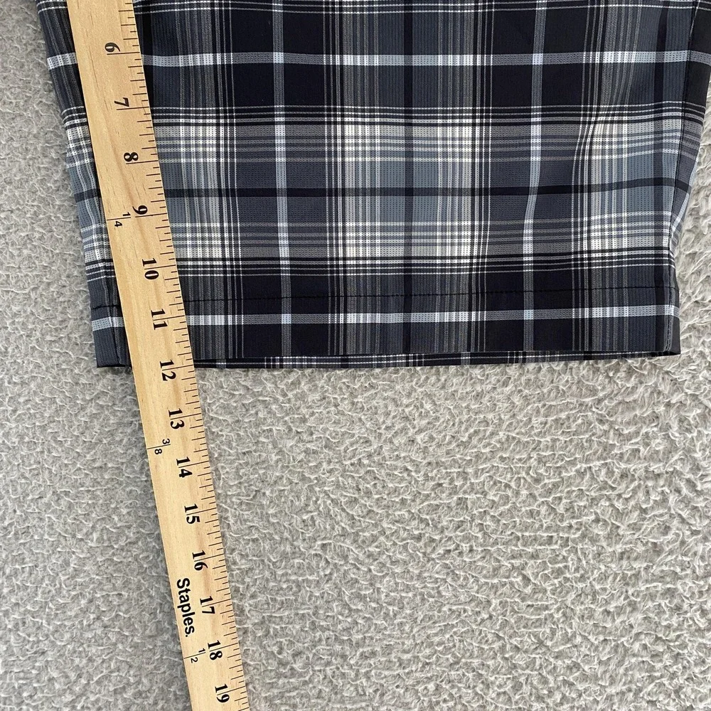 Nike Golf Shorts Mens 34 Gray Plaid‎ Dri-Fit Bermuda Golf 12 Inch Stretch